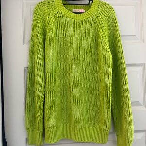 Michael Kors Neon Lime Crewneck Chunky Knit Sweater